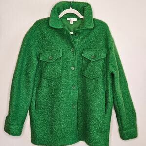 NWOT Autres Filles Anthropologie Green Boucle Shacket, Sz M